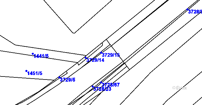 Parcela st. 3729/15 v KÚ Rožnov pod Radhoštěm, Katastrální mapa