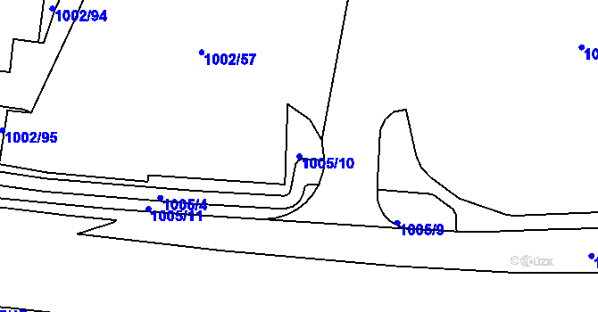 Parcela st. 1005/10 v KÚ Rožnov pod Radhoštěm, Katastrální mapa