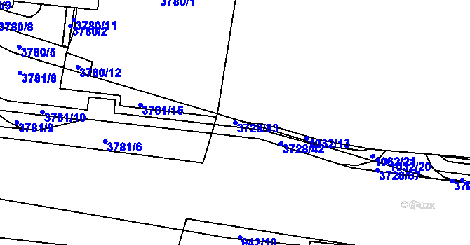 Parcela st. 3728/83 v KÚ Rožnov pod Radhoštěm, Katastrální mapa