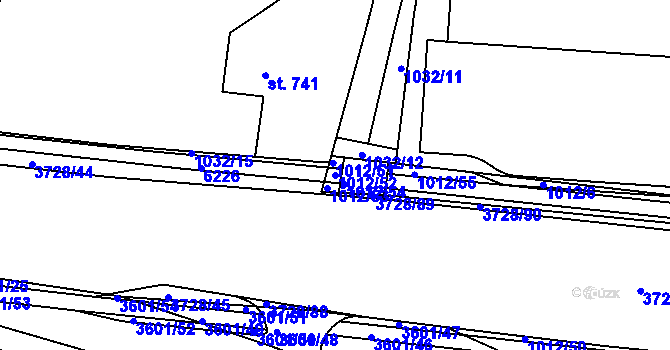 Parcela st. 1012/52 v KÚ Rožnov pod Radhoštěm, Katastrální mapa