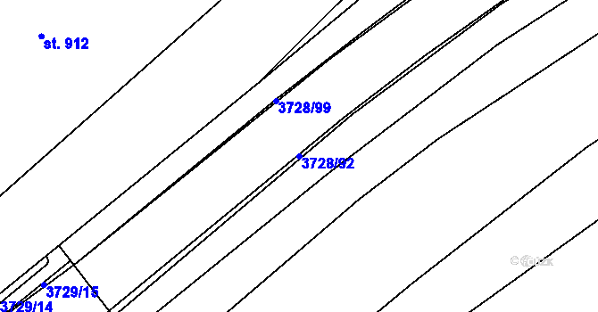 Parcela st. 3728/92 v KÚ Rožnov pod Radhoštěm, Katastrální mapa