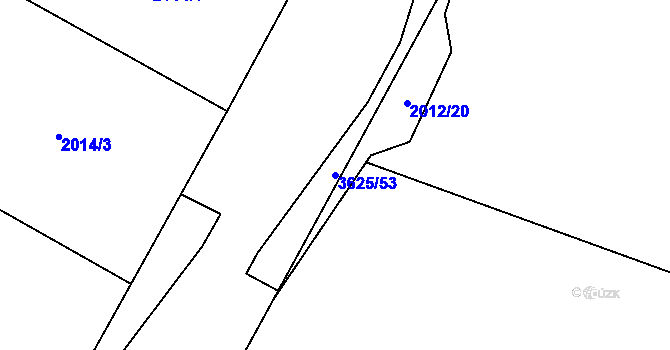 Parcela st. 3625/53 v KÚ Rožnov pod Radhoštěm, Katastrální mapa