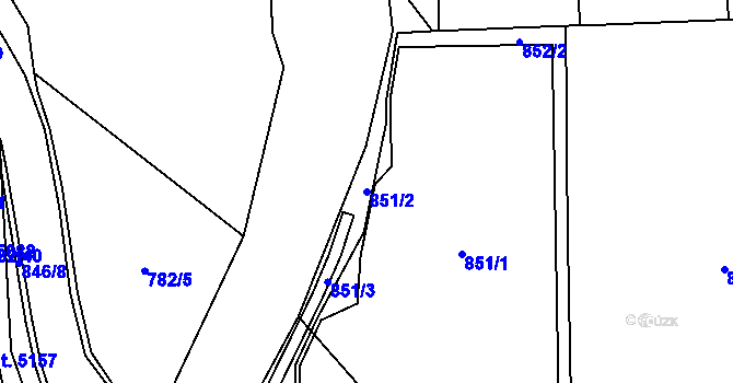 Parcela st. 851/2 v KÚ Rožnov pod Radhoštěm, Katastrální mapa