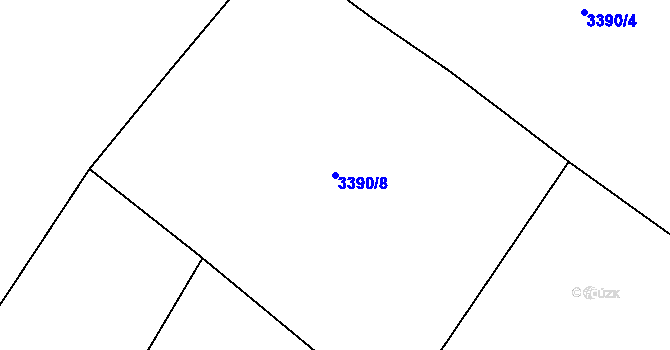 Parcela st. 3390/8 v KÚ Rožnov pod Radhoštěm, Katastrální mapa