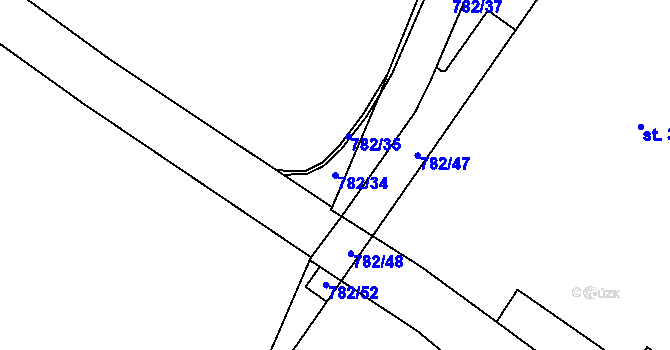 Parcela st. 782/34 v KÚ Rožnov pod Radhoštěm, Katastrální mapa