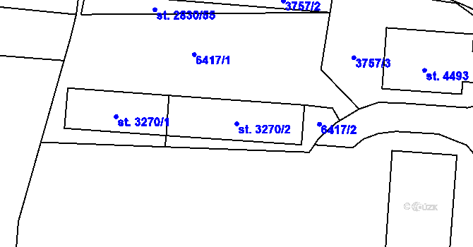 Parcela st. 3270/2 v KÚ Rožnov pod Radhoštěm, Katastrální mapa