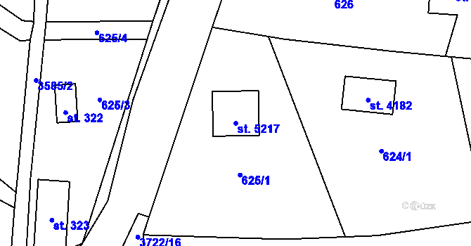 Parcela st. 5217 v KÚ Rožnov pod Radhoštěm, Katastrální mapa