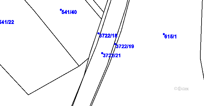 Parcela st. 3722/21 v KÚ Rožnov pod Radhoštěm, Katastrální mapa