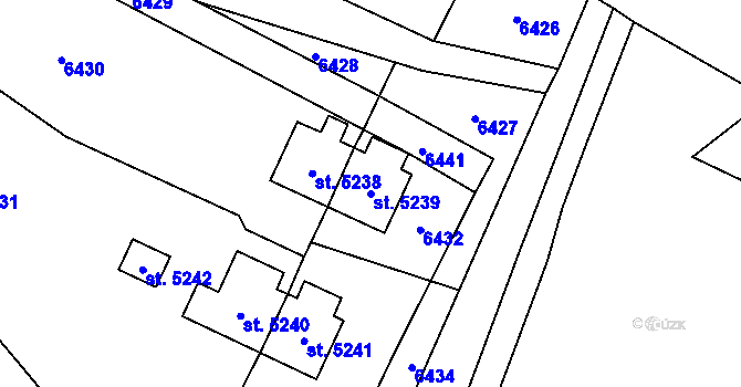 Parcela st. 5239 v KÚ Rožnov pod Radhoštěm, Katastrální mapa