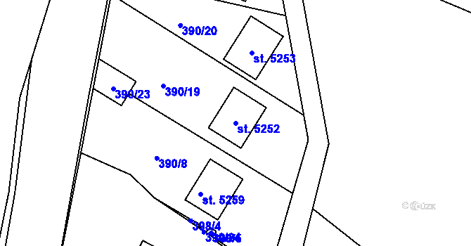 Parcela st. 5252 v KÚ Rožnov pod Radhoštěm, Katastrální mapa