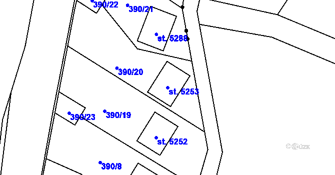 Parcela st. 5253 v KÚ Rožnov pod Radhoštěm, Katastrální mapa