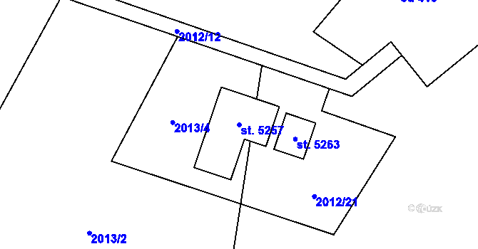 Parcela st. 5257 v KÚ Rožnov pod Radhoštěm, Katastrální mapa