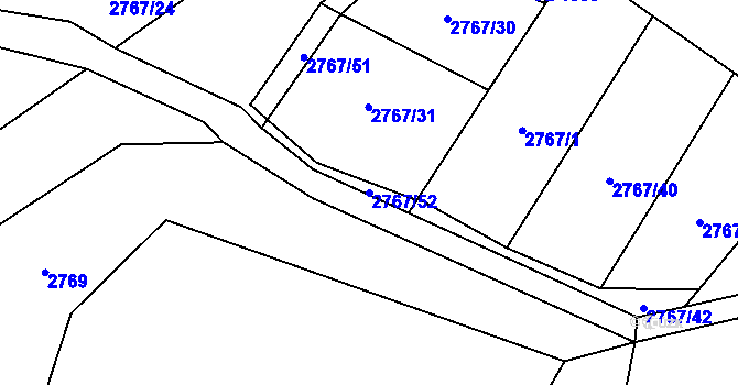 Parcela st. 2767/52 v KÚ Rožnov pod Radhoštěm, Katastrální mapa