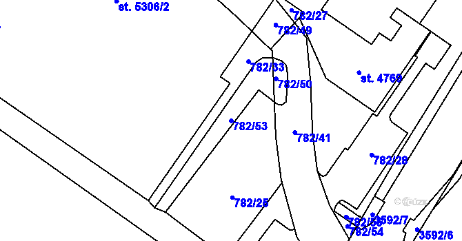 Parcela st. 782/53 v KÚ Rožnov pod Radhoštěm, Katastrální mapa