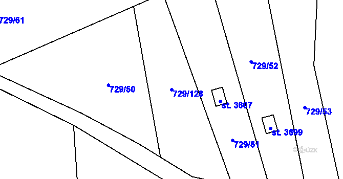 Parcela st. 729/128 v KÚ Rožnov pod Radhoštěm, Katastrální mapa