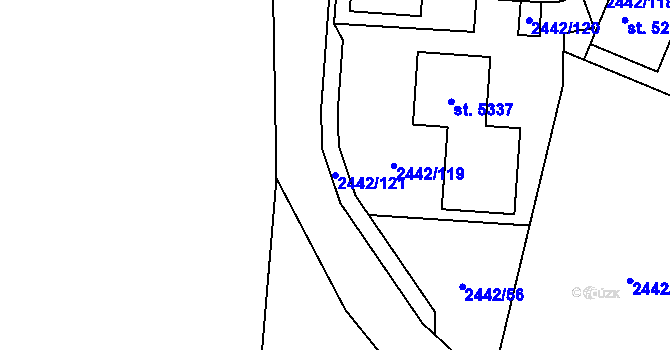 Parcela st. 2442/121 v KÚ Rožnov pod Radhoštěm, Katastrální mapa