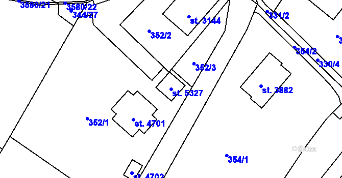 Parcela st. 5327 v KÚ Rožnov pod Radhoštěm, Katastrální mapa