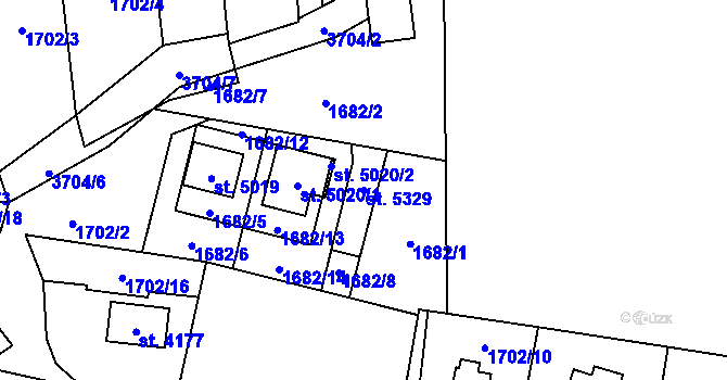 Parcela st. 5329 v KÚ Rožnov pod Radhoštěm, Katastrální mapa