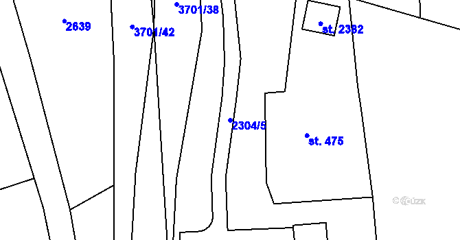 Parcela st. 2304/5 v KÚ Rožnov pod Radhoštěm, Katastrální mapa