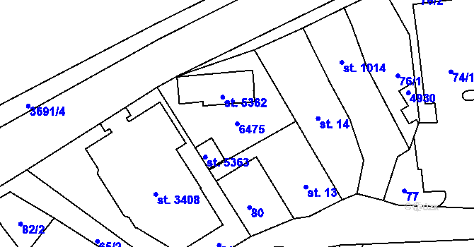 Parcela st. 6475 v KÚ Rožnov pod Radhoštěm, Katastrální mapa