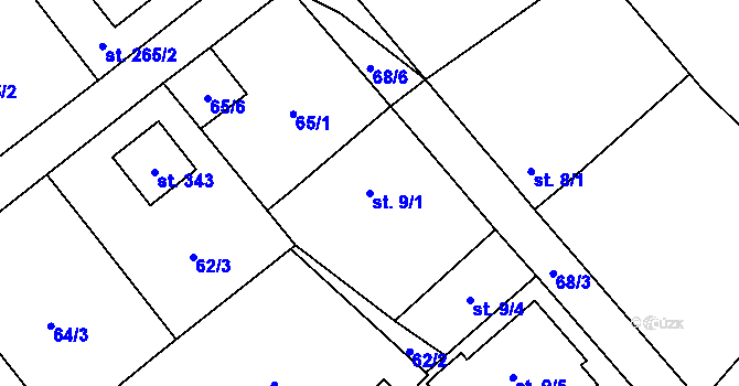 Parcela st. 9/1 v KÚ Rpety, Katastrální mapa