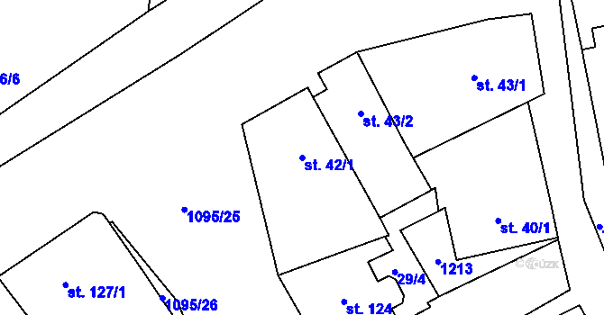 Parcela st. 42/1 v KÚ Rpety, Katastrální mapa