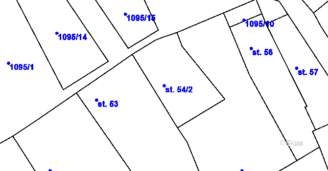 Parcela st. 54/2 v KÚ Rpety, Katastrální mapa