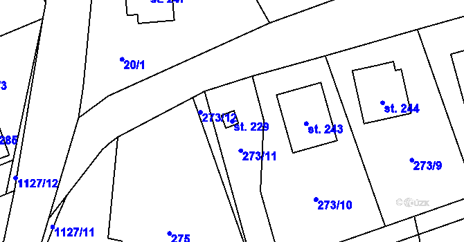 Parcela st. 229 v KÚ Rpety, Katastrální mapa