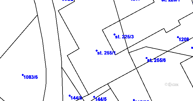 Parcela st. 255/1 v KÚ Rpety, Katastrální mapa