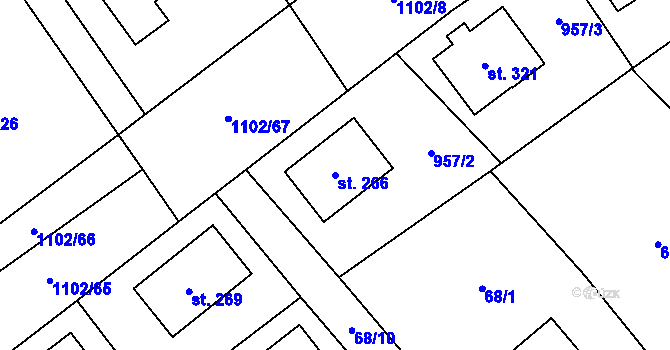 Parcela st. 266 v KÚ Rpety, Katastrální mapa