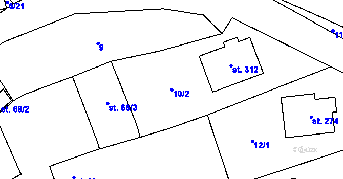 Parcela st. 10/2 v KÚ Rpety, Katastrální mapa