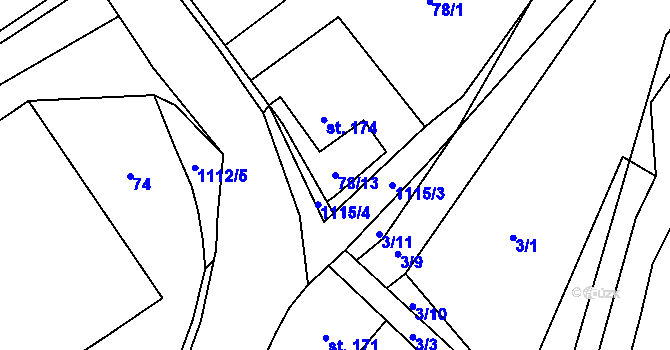 Parcela st. 78/13 v KÚ Rpety, Katastrální mapa