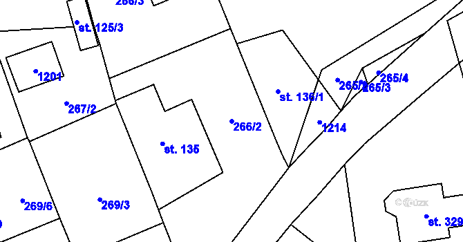 Parcela st. 266/2 v KÚ Rpety, Katastrální mapa