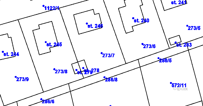 Parcela st. 273/7 v KÚ Rpety, Katastrální mapa