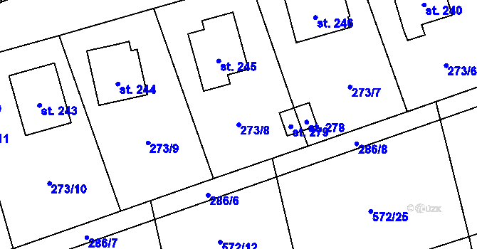 Parcela st. 273/8 v KÚ Rpety, Katastrální mapa