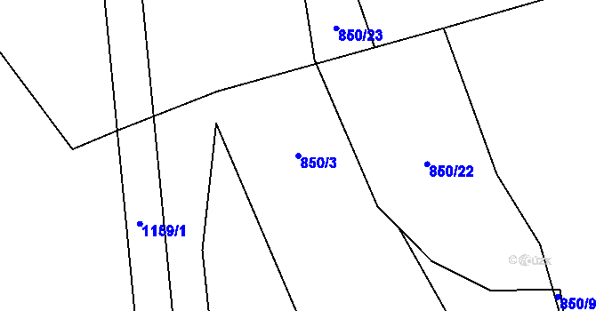Parcela st. 850/3 v KÚ Rpety, Katastrální mapa