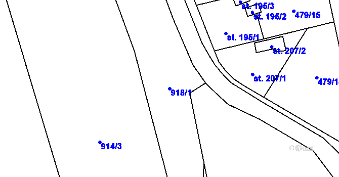 Parcela st. 918/1 v KÚ Rpety, Katastrální mapa
