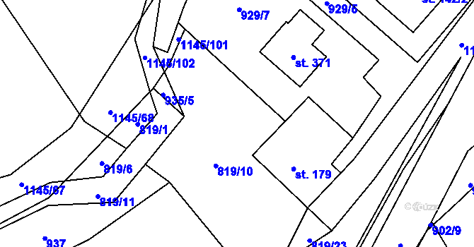 Parcela st. 935/1 v KÚ Rpety, Katastrální mapa
