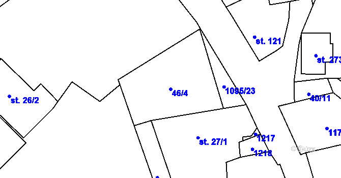 Parcela st. 46/4 v KÚ Rpety, Katastrální mapa