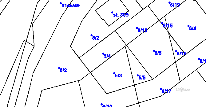 Parcela st. 5/4 v KÚ Rpety, Katastrální mapa