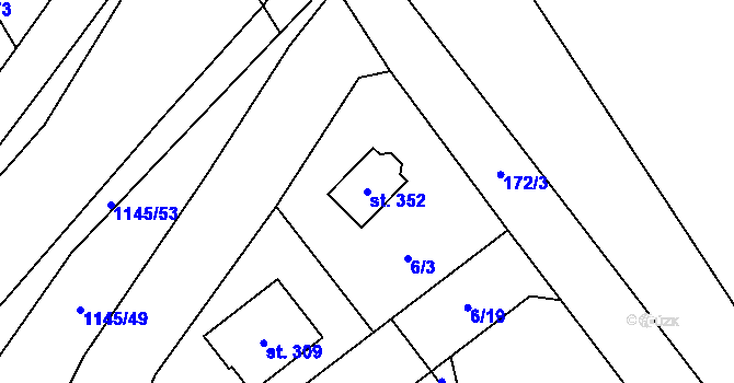 Parcela st. 352 v KÚ Rpety, Katastrální mapa