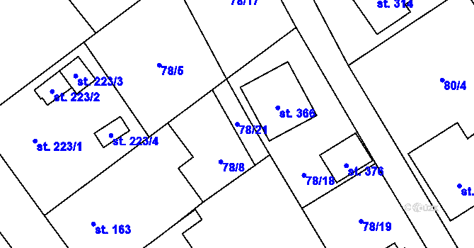 Parcela st. 78/21 v KÚ Rpety, Katastrální mapa
