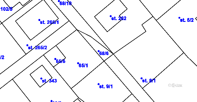Parcela st. 68/6 v KÚ Rpety, Katastrální mapa