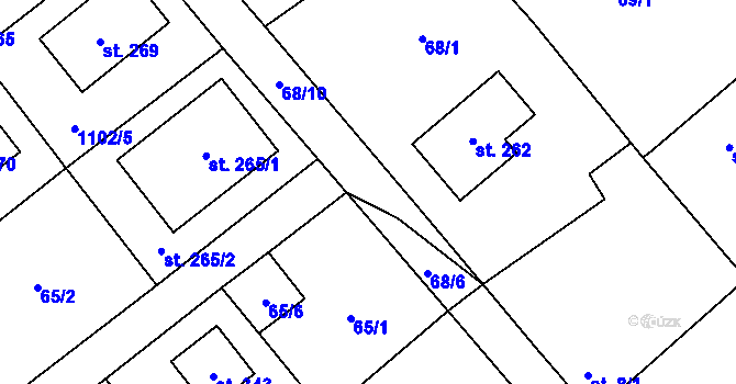 Parcela st. 68/9 v KÚ Rpety, Katastrální mapa
