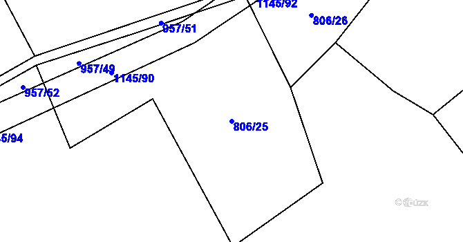 Parcela st. 806/25 v KÚ Rpety, Katastrální mapa