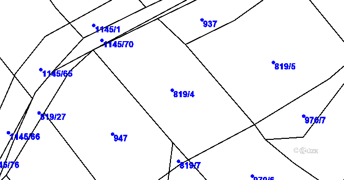 Parcela st. 819/4 v KÚ Rpety, Katastrální mapa