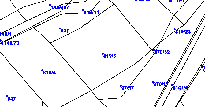 Parcela st. 819/5 v KÚ Rpety, Katastrální mapa