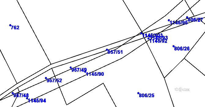 Parcela st. 957/50 v KÚ Rpety, Katastrální mapa
