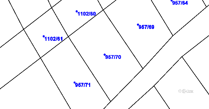 Parcela st. 957/70 v KÚ Rpety, Katastrální mapa