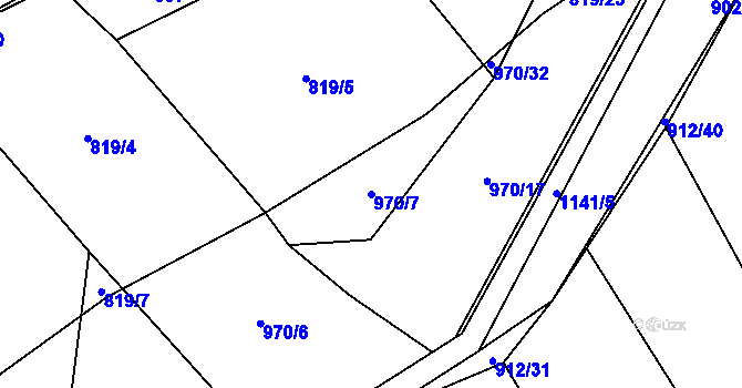 Parcela st. 970/7 v KÚ Rpety, Katastrální mapa